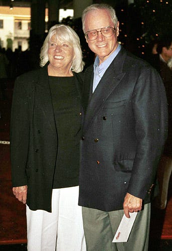 Larry Hagman and wife Maj - arrive for the Petersen Automotive Museum's Third Annul Cars and Stars Gala, Los Angeles, June 15, 2000
