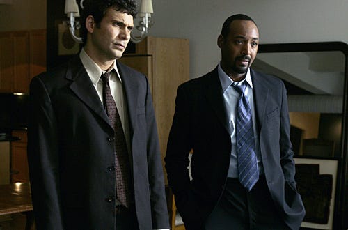 Law & Order - Season 18 - "Bottomless" - Jeremy Sisto as "Cyrus Lupo", Jesse L. Martin as "Det. Ed Green"
