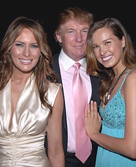 Melania and Donald Trump celebrate with Petra Nemcova at her birthday party, 2005