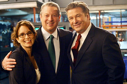 30 Rock - Season 2 - "Greenzo" - Tina Fey as "Liz Lemon", Al Gore as himself,  Alec Baldwin as "Jack Donaghy"