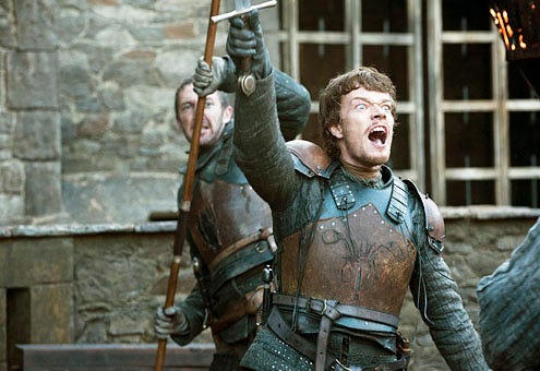 Game of Thrones - Season 2 - "Valar Morghulis" - Ralph Ineson and Alfie Allen