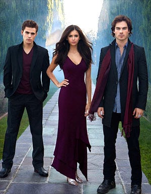Vampire Diaries - Season 1 - Paul Wesley as Stefan, Nina Dobrev as Elena and Ian Somerhalder as Damon