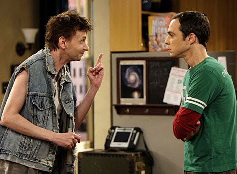 The Big Bang Theory - Season 1 - "The Loobenfeld Decay" - Guest star D.J. Qualls as Toby and Jim Parsons as Sheldon