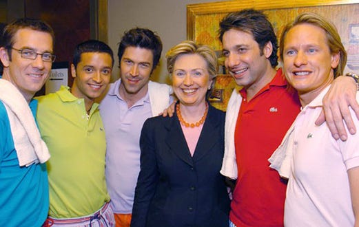 Jai Rodriguez, Tom Felicia, Ted Allen, Hillary Rodham Clinton, Kyan Douglas, and Carson Kressley - Colon Cancer Benefit, April 2004