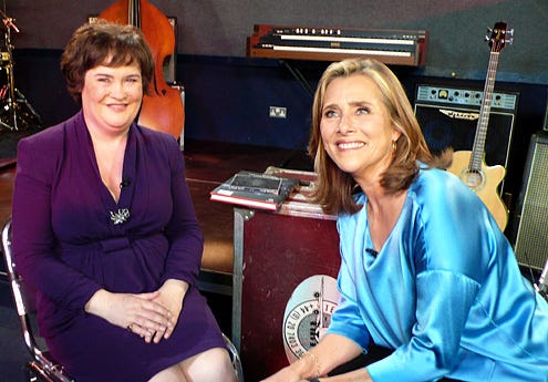Today Show - Susan Boyle, Meredith Vieira - NBC News' Meredith Vieira sits down with Susan Boyle in her first interview since she became an instant sensation on "Britain's Got Talent", July 22, 2009