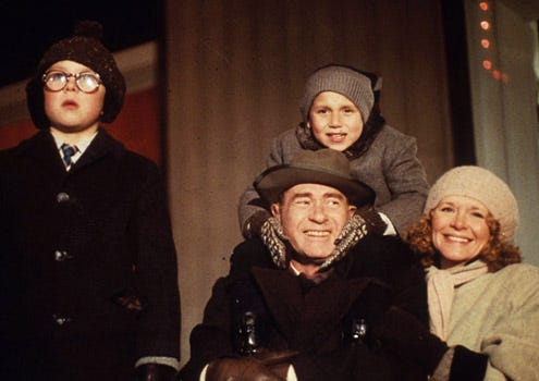 A Christmas Story - Peter Billingsley as "Ralphie", Ian Petrella as "Randy", Darren McGavin as the father and Melinda Dillon as the mother