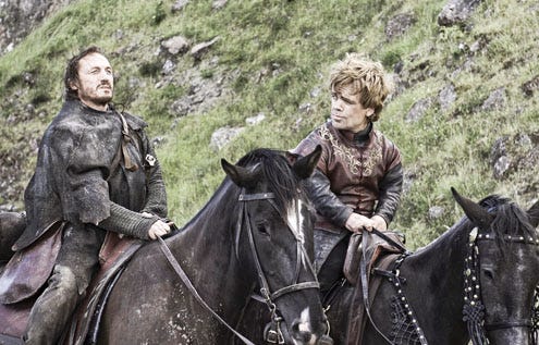 Game of Thrones - Season 1 - "The Wolf and the Lion" - Jerome Flynn and Peter Dinklage