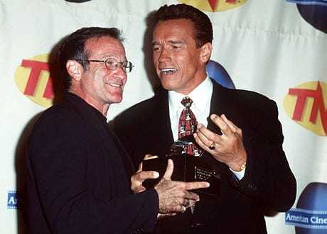 Arnold Schwarzenegger and Robin Williams - The 13th Annual Moving Picture Ball American Cinematheque Award, October 18, 1998