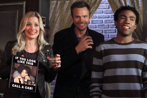 Community - Season 2 - "Mixology Certifiction" - Gillian Jacobs as Britta, Joel McHale as Jeff and Donald Glover as Troy