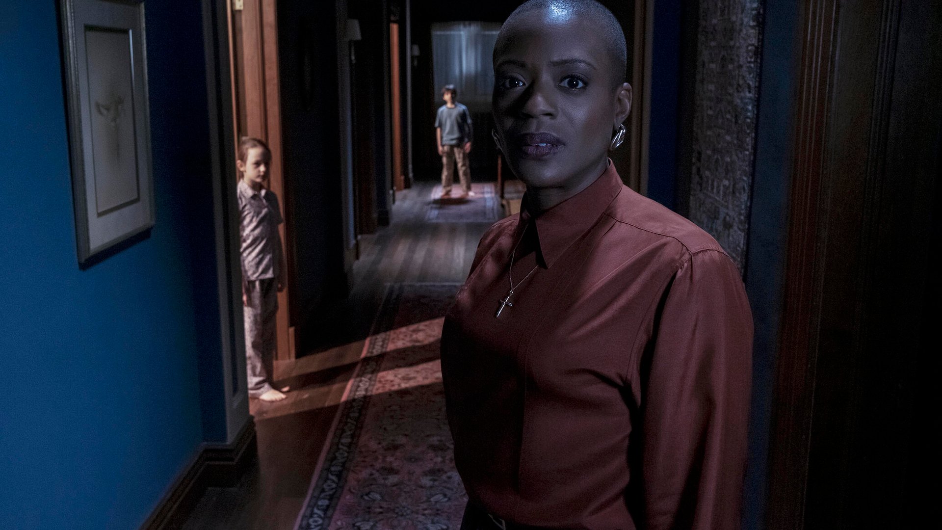 Amelie Smith, Benjamin Ainsworth, and T'Nia Miller; The Haunting of Bly Manor