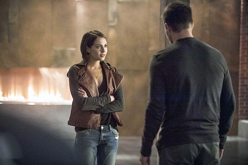Arrow - Season 3 - "The Secret Origin of Felicity Smoak" - Willa Holland and Stephen Amell