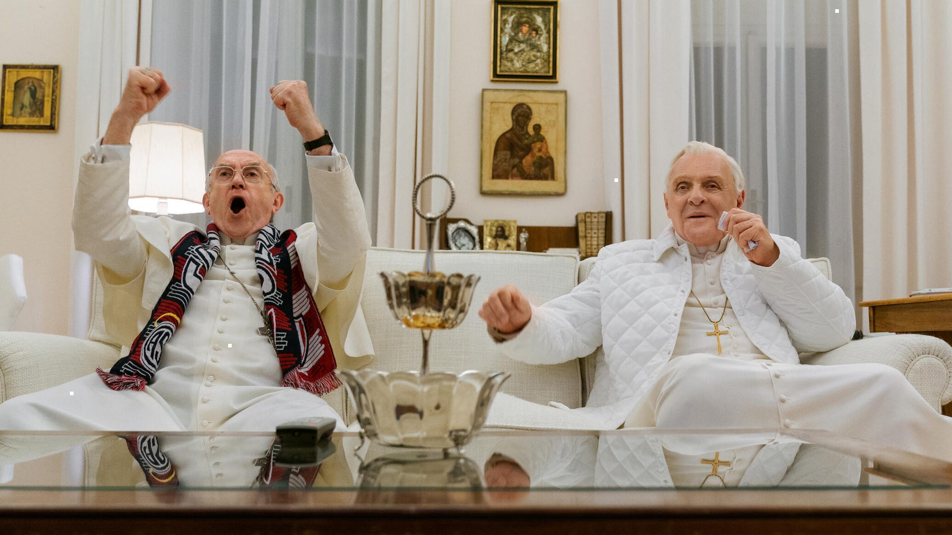 Jonathan Pryce and Anthony Hopkins, The Two Popes