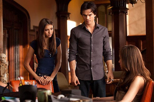 The Vampire Diaries - Season 2 - "Bad Moon Rising" - Nina Dobrev as Elena and Ian Somerhalder as Damon