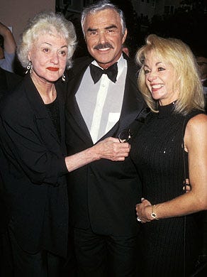 Bea Arthur, Burt Reynolds and Pamela Seals - Milton Berle's 90th birthday party, Beverly Hills, CA, July 12, 1988