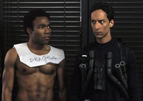 Community - Season 2 - "Epidemiology" - Donald Glover as Troy and Danny Pudi as Abed