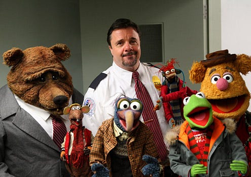 Muppets Christmas: Letters to Santa - Nathan Lane as Officer Meany, The Great Gonzo, Rizzo the Rat, Pepe the King Prawn, Kermit the Frog and Fozzie Bear