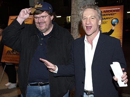Michael Moore and Bill Maher - "Bowling For Columbine" screening in Los Angeles, October 9, 2002