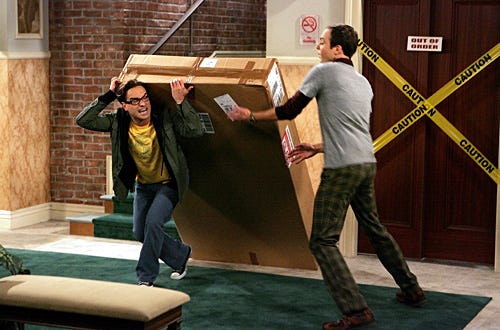 The Big Bang Theory - Season 1 - "The Big Bran Hypothesis" - Johnny Galecki as Leonard and Jim Parsons as Sheldon