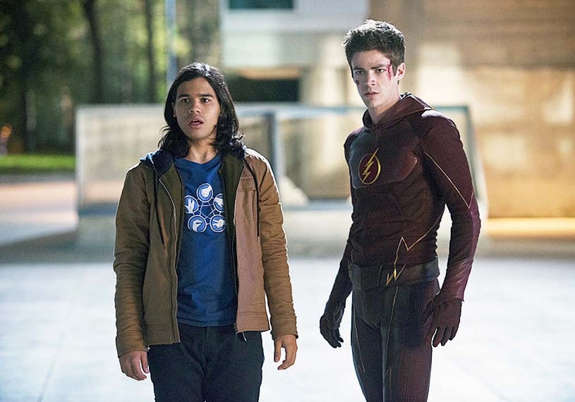 The Flash - Season 1 - "The Man in the Yellow Suit" - Carlos Valdes and Grant Gustin