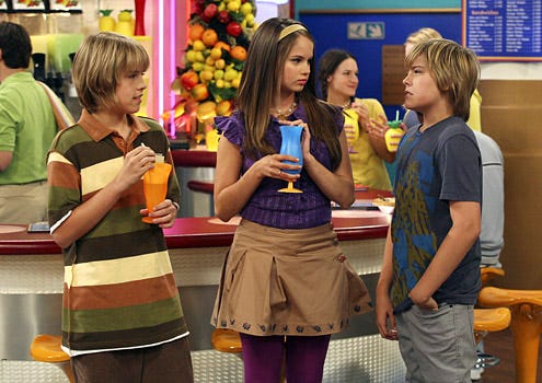 Suite Life on Deck - Season 1 - "Show and Tell" - Cole Sprouse as Cody, Debby Ryan as Bailey and Dylan Sprouse as Zack