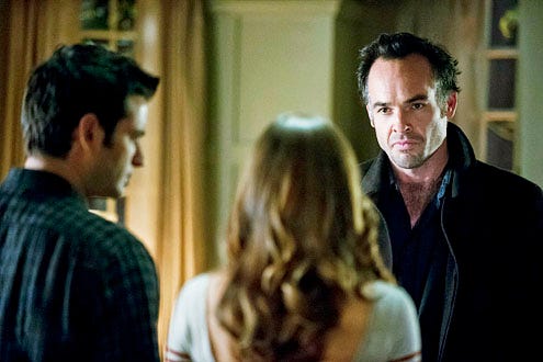 Arrow - Season 1 - "Unfinished Business" - Colin Donnell and Paul Blackthorne