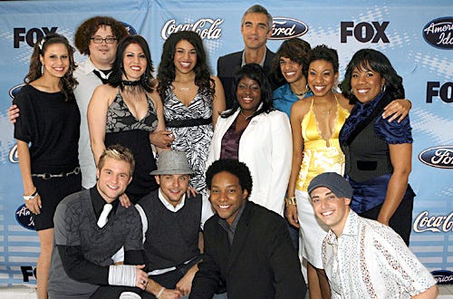 American Idol Top 12 Party - Fox Entertainment President, Peter Liguori with the top 12 finalists