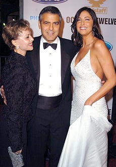 Nina Warren Clooney, George Clooney and Lisa Snowdon - The "Ocean's Twelve" Los Angeles premiere, December 8, 2004