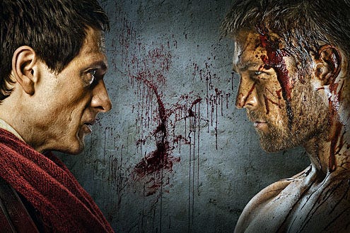 Spartacus: War of the Damned - Simon Merrells as Crassus and Liam McIntyre as Spartacus