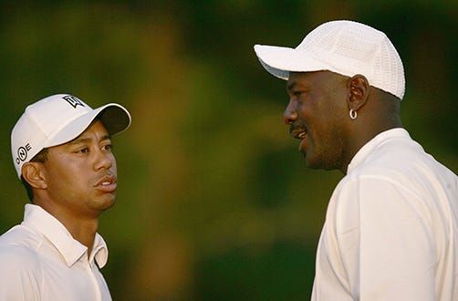 Tiger Woods and Michael Jordan - The Pro-Am prior to the 2007 Wachovia Championship,  May 2, 2007