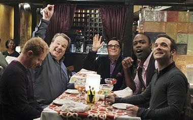 Modern Family - Season 2 - "Boy's Night" - Jesse Tyler Ferguson, Eric Stonestreet, Nathan Lane, Kevin Daniels, Craig Zimmerman