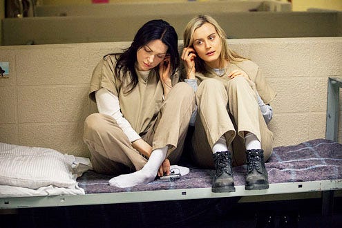 Orange is the New Black - Season 1 - "Tall Men With Feelings" - Laura Prepon and Taylor Schilling