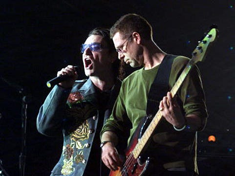 Bono and  Adam Clayton of U2- 43rd Annual Grammy Awards - Rehearsal - Los Angeles  - Feb. 20, 2001