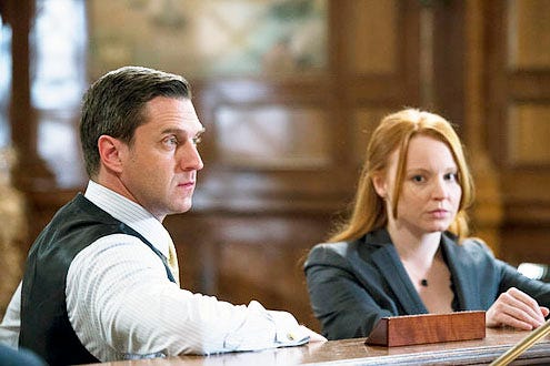 Law & Order: Special Victims Unit - Season 14 - "Her Negotiation" - Raul Esparza and Lauren Ambrose