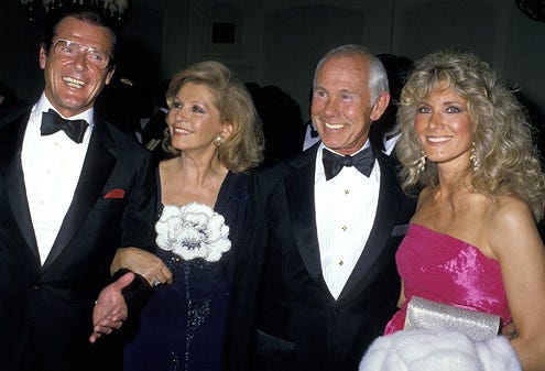 Roger Moore and wife, Johnny Carson and Alexis Carson - American Cinemateque Moving Picture Ball, Los Angeles, May 6, 1988