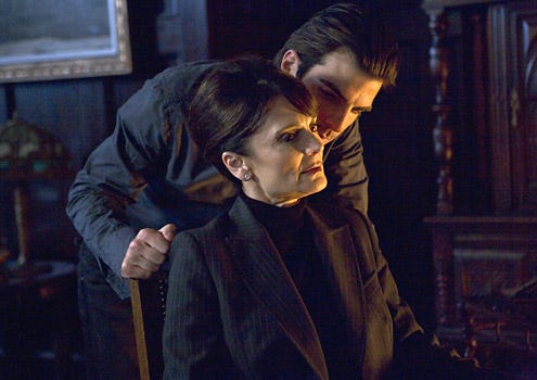 Heroes - Season 3 - "Dual" - Cristine Rose as Angela Petrelli and Zachary Quinto as Sylar