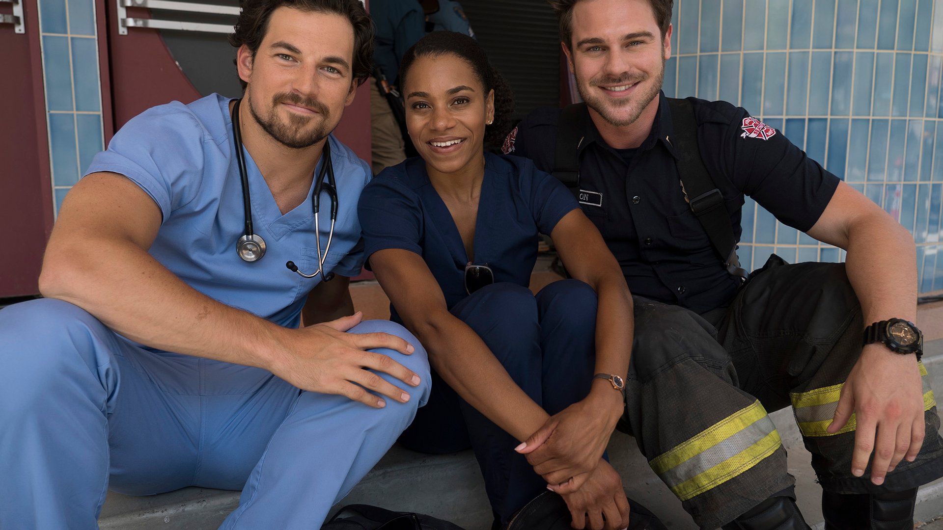 Giacomo Gianniotti, Kelly McCreary, and Grey Damon, Station 19