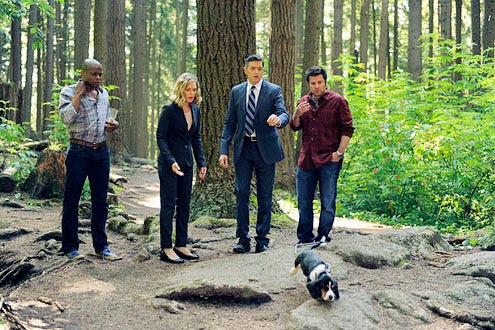 Psych - Season 7 - "Right Turn or Left for Dead" - Dule Hill, Maggie Lawson, Timothy Omundson and James Roday
