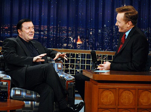 Late Night with Conan O'Brien - Ricky Gervais, Conan O'Brien - Sept. 15, 2008