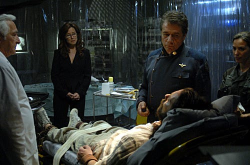 Battlestar Galactica -  Season 3 - "Taking a Break From All Your Worries" - Donnelly Rhodes, Mary McDonnell, James Callis, Edward James Olmos and Kerry Norton