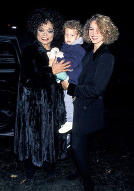 Eartha Kitt and family - daughter Kitt Shapiro and grandson Justin in New York City, October 14, 1993