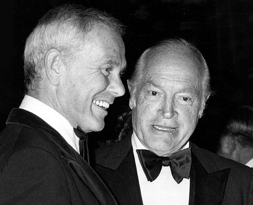 Johnny Carson and Bob Hope - Friar's Club salute to Johnny Carson as "Entertainer of the Year", New York City, May 6, 1979