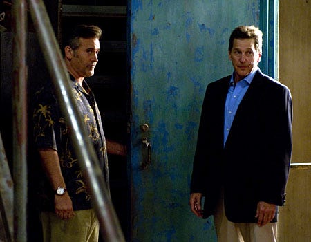 Burn Notice - Season 2, "Double Booked" - Bruce Campbell as Sam, Tim Matheson as Larry