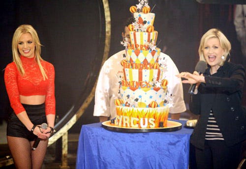 Britney Spears and TV anchor Diane Sawyer appear on ABC's "Good Morning America" at The Big Apple Circus tent at Lincoln Center - New York City - Dec. 2, 2008