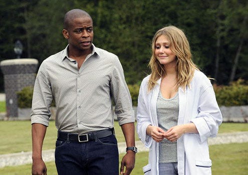 Psych - Season 6 - "Shawn Interrupted" - Dule Hill as Gus Guster and Julianna Guill as Vivienne