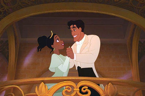 The Princess and the Frog - Princess Tiana (voiced by Anika Noni Rose) and Prince Naveen (voiced by Bruno Campos)