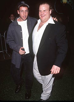Adam Sandler and Chris Farley - "Happy Gilmore" premiere, February 7, 1996