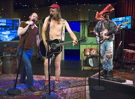 The Naked Trucker & T-Bones Show - David Koechner as Gerald "T-Bones" Tibbons and Dave (Gruber) Allen as The Naked Trucker