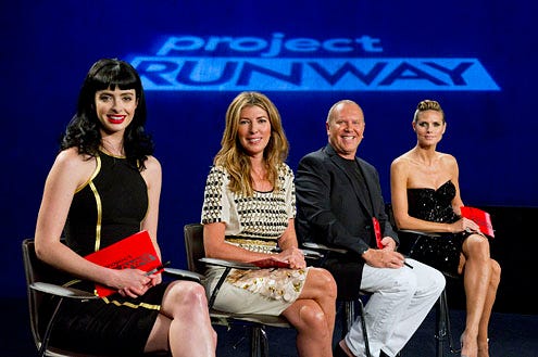 Project Runway - Season 10 - "Welcome Back to the Runway" - Krysten Ritter, Nina Garcia, Michael Kors and Heidi Klum
