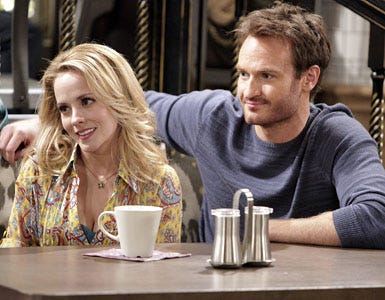 Romantically Challenged - Season 1 - "Rebecca's One Night Stand" - Kelly Stables as Lisa Thomas and Josh Lawson as Shawn Goldwater