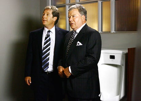 Boston Legal - Season 4 - "Beauty and the Beast" - James Spader as Alan Shore and William Shatner as Denny Crane
